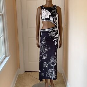 Agua Bendita Black and White Asymmetrical cut out  Dress